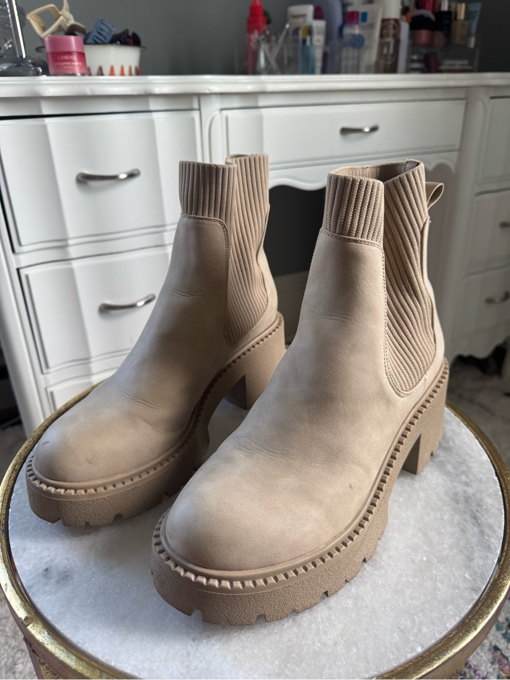 Women's Chunky Chelsea Ankle Boots - Beige